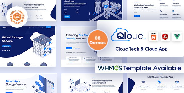 Qloud - Cloud Computing, Apps & Server HTML, WHMCS, Vue & Angular Template v2.0