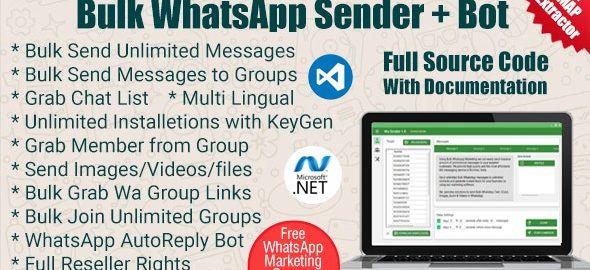 WaSender Bulk WhatsApp Sender + Group Sender + WhatsApp Auto Reply Bot